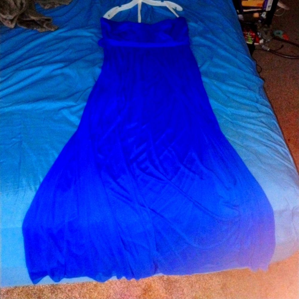 Elegant Blue Strapless Gown